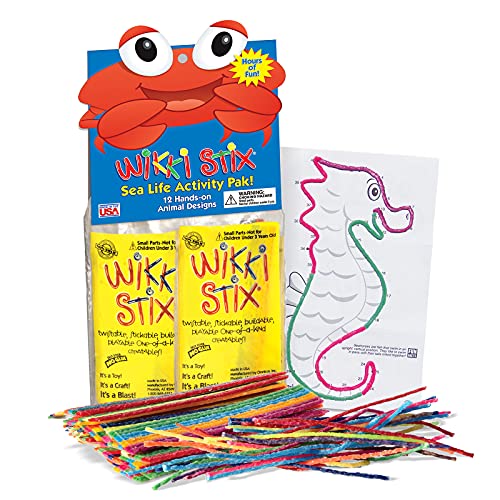 Wikki Stix Sea Life Pak: 12 Hands-On Sea Creature Activities with Fun Facts, Reusable & Made in USA