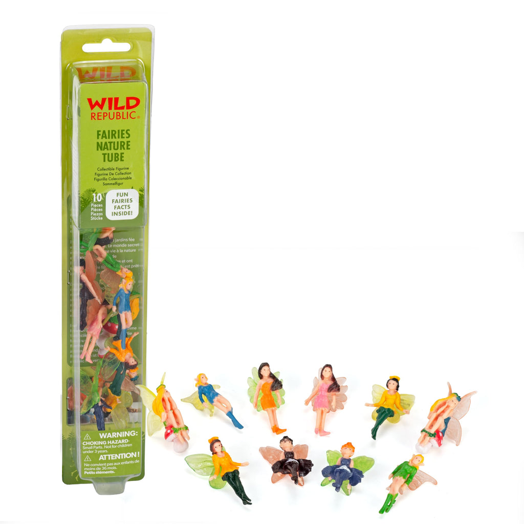 Wild Republic Fairy Figurines Tube – 10 Hand-Painted Winged Fairies with 5 Poses, 2 to 2.25 Inches, Reusable Tube for Travel and Storage, Ages 3+