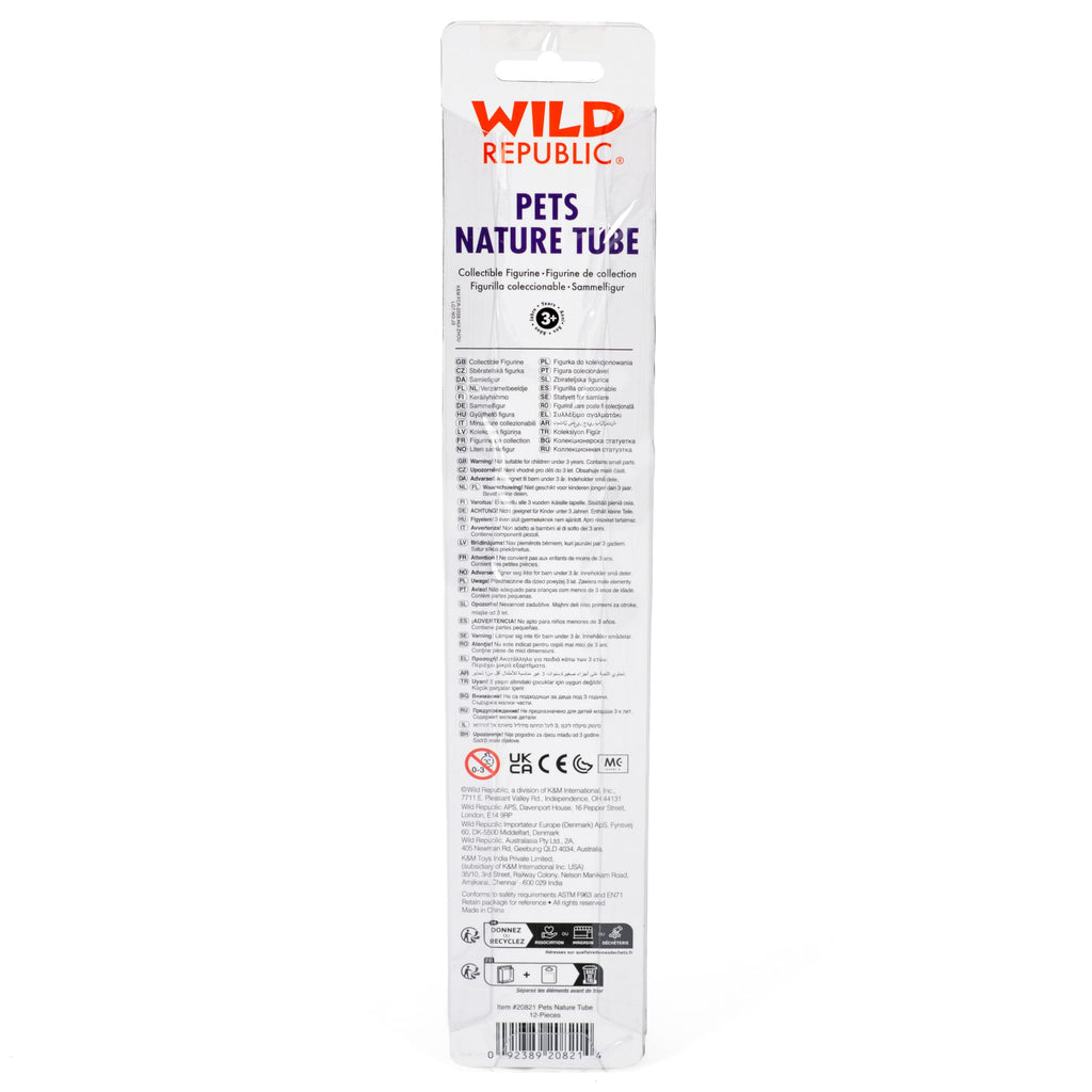 Wild Republic Pet Figurines Tube - 12 Hand-Painted Toy Animals for Imaginative Play, Ages 3+