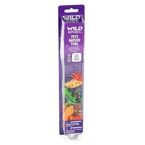 Wild Republic Pet Figurines Tube - 12 Hand-Painted Toy Animals for Imaginative Play, Ages 3+