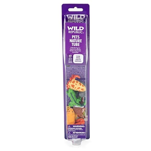 Wild Republic Pet Figurines Tube - 12 Hand-Painted Toy Animals for Imaginative Play, Ages 3+