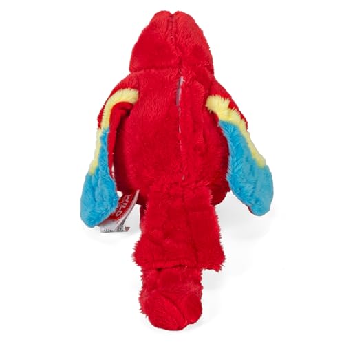 Wild Republic Scarlet Macaw Perching Parrot - 9 Inch Plush with Recording and Snap Bracelet, Eco-Friendly Fill