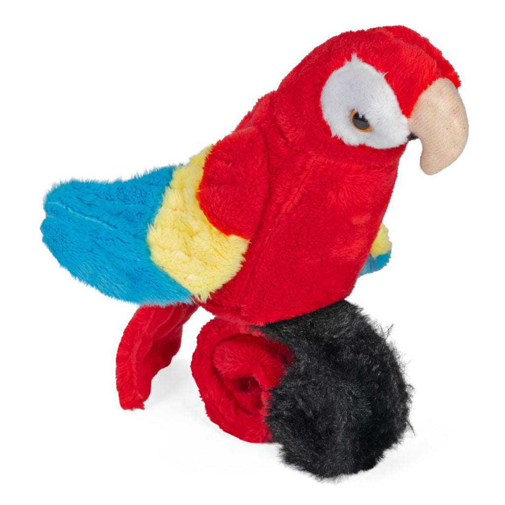 Wild Republic Scarlet Macaw Perching Parrot - 9 Inch Plush with Recording and Snap Bracelet, Eco-Friendly Fill