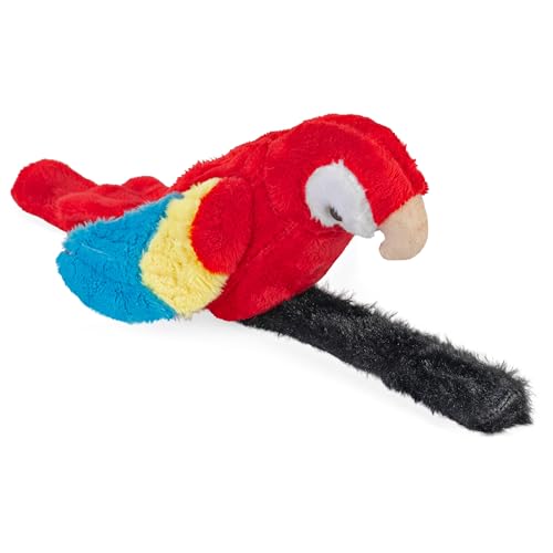 Wild Republic Scarlet Macaw Perching Parrot - 9 Inch Plush with Recording and Snap Bracelet, Eco-Friendly Fill