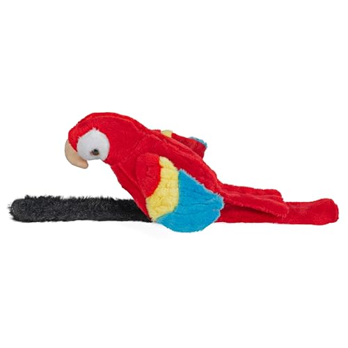 Wild Republic Scarlet Macaw Perching Parrot - 9 Inch Plush with Recording and Snap Bracelet, Eco-Friendly Fill