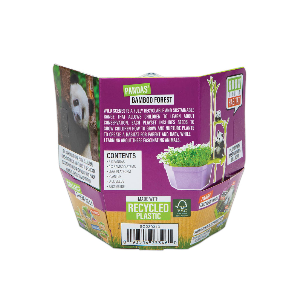 Wild Scenes Pandas' Bamboo Forest - Grow & Play Kit with Dill Seeds, Recycled Plastic Habitat Toy for Kids Ages 4+