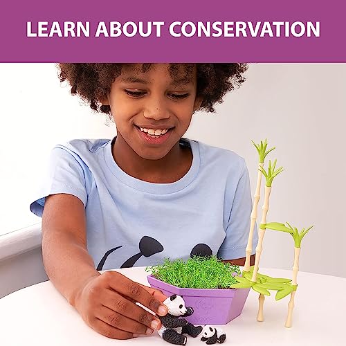 Wild Scenes Pandas' Bamboo Forest - Grow & Play Kit with Dill Seeds, Recycled Plastic Habitat Toy for Kids Ages 4+