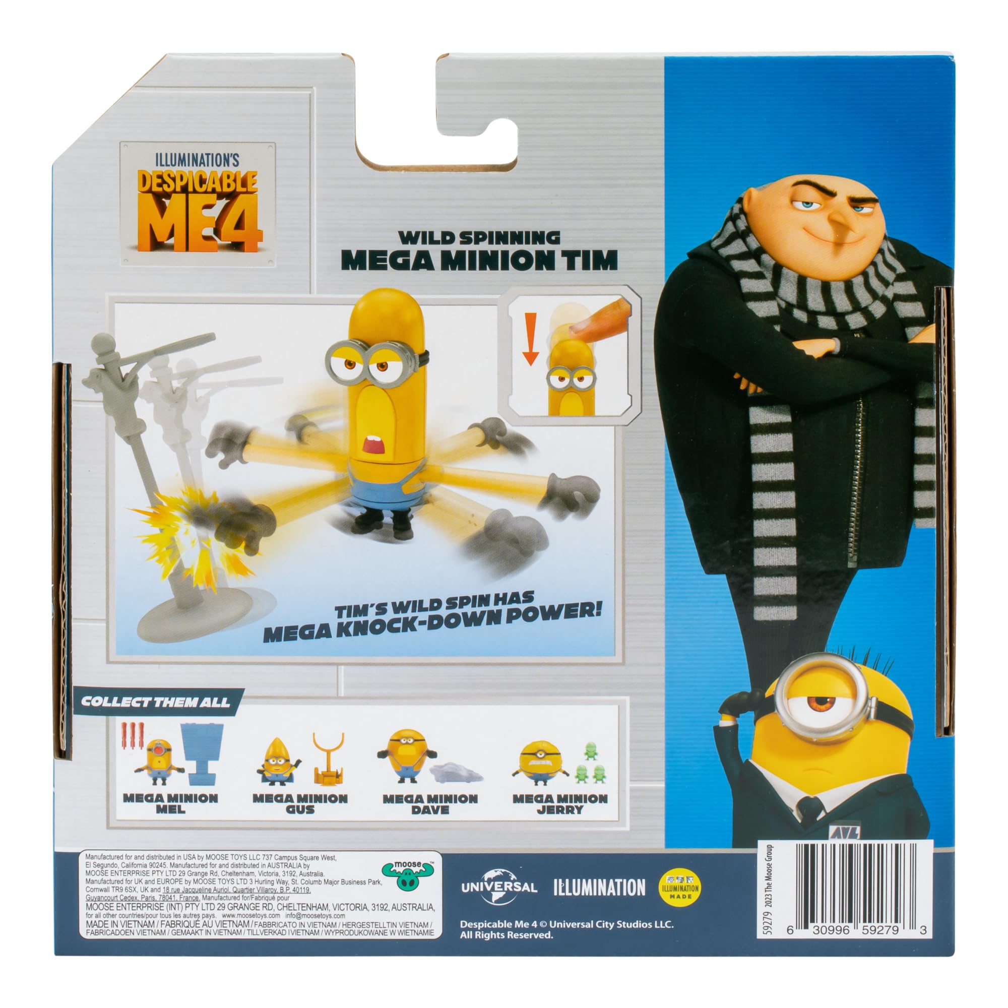 Wild Spinning Mega Tim Action Figure from Despicable Me 4 – Press Down to Spin and Knock Down