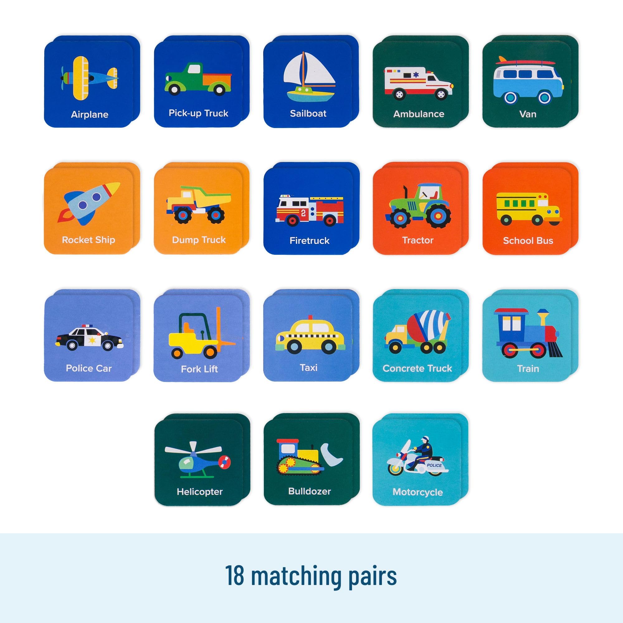 Wildkin Memory Matching Game – 18 Transportation Pairs for Toddlers & Preschoolers