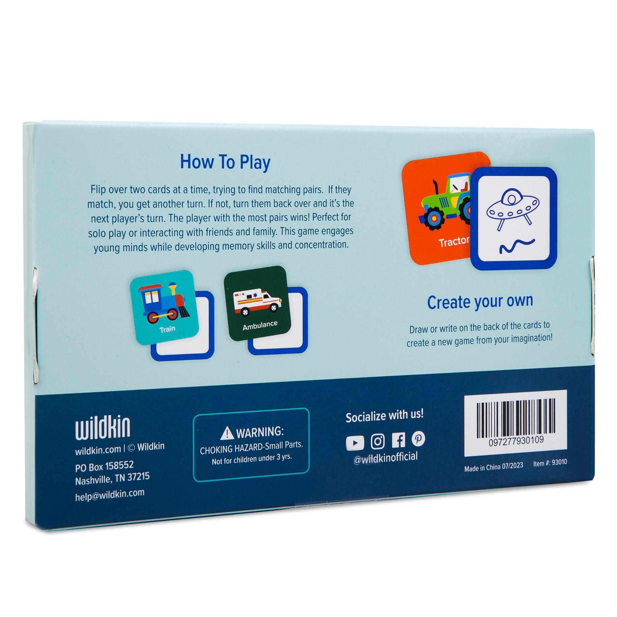 Wildkin Memory Matching Game – 18 Transportation Pairs for Toddlers & Preschoolers