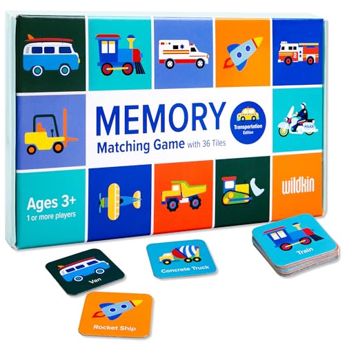 Wildkin Memory Matching Game – 18 Transportation Pairs for Toddlers & Preschoolers