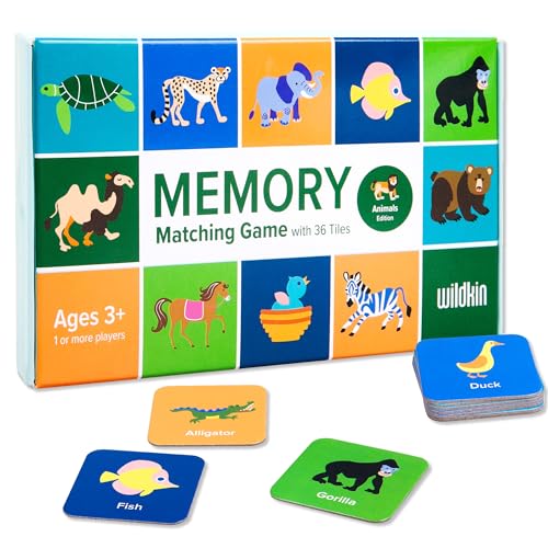Wildkin Memory Matching Game – 36 Animal Cards for Kids Ages 3+