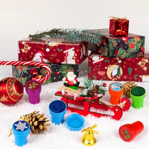 WILLBOND 40-Piece Winter Stamp Set – Self-Inking Snowflake, Snowman & Holiday Designs