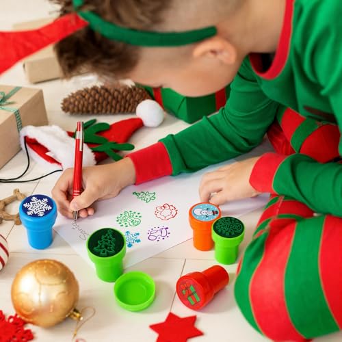 WILLBOND 40-Piece Winter Stamp Set – Self-Inking Snowflake, Snowman & Holiday Designs