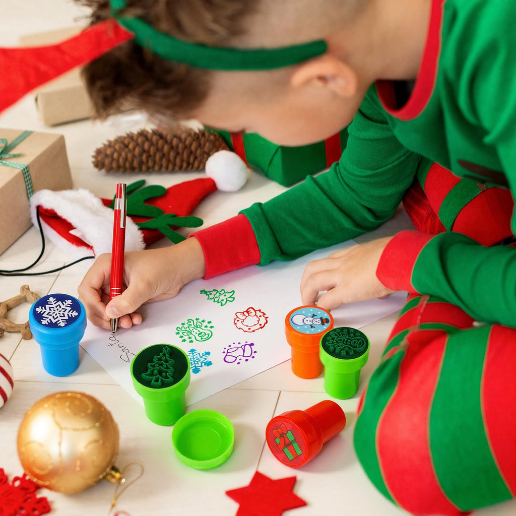 WILLBOND 40-Piece Winter Stamp Set – Self-Inking Snowflake, Snowman & Holiday Designs