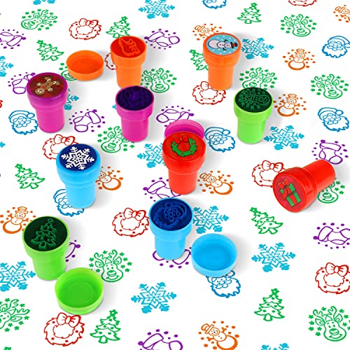 WILLBOND 40-Piece Winter Stamp Set – Self-Inking Snowflake, Snowman & Holiday Designs