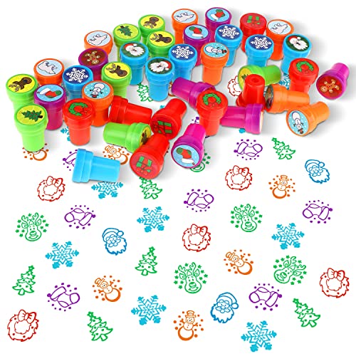 WILLBOND 40-Piece Winter Stamp Set – Self-Inking Snowflake, Snowman & Holiday Designs