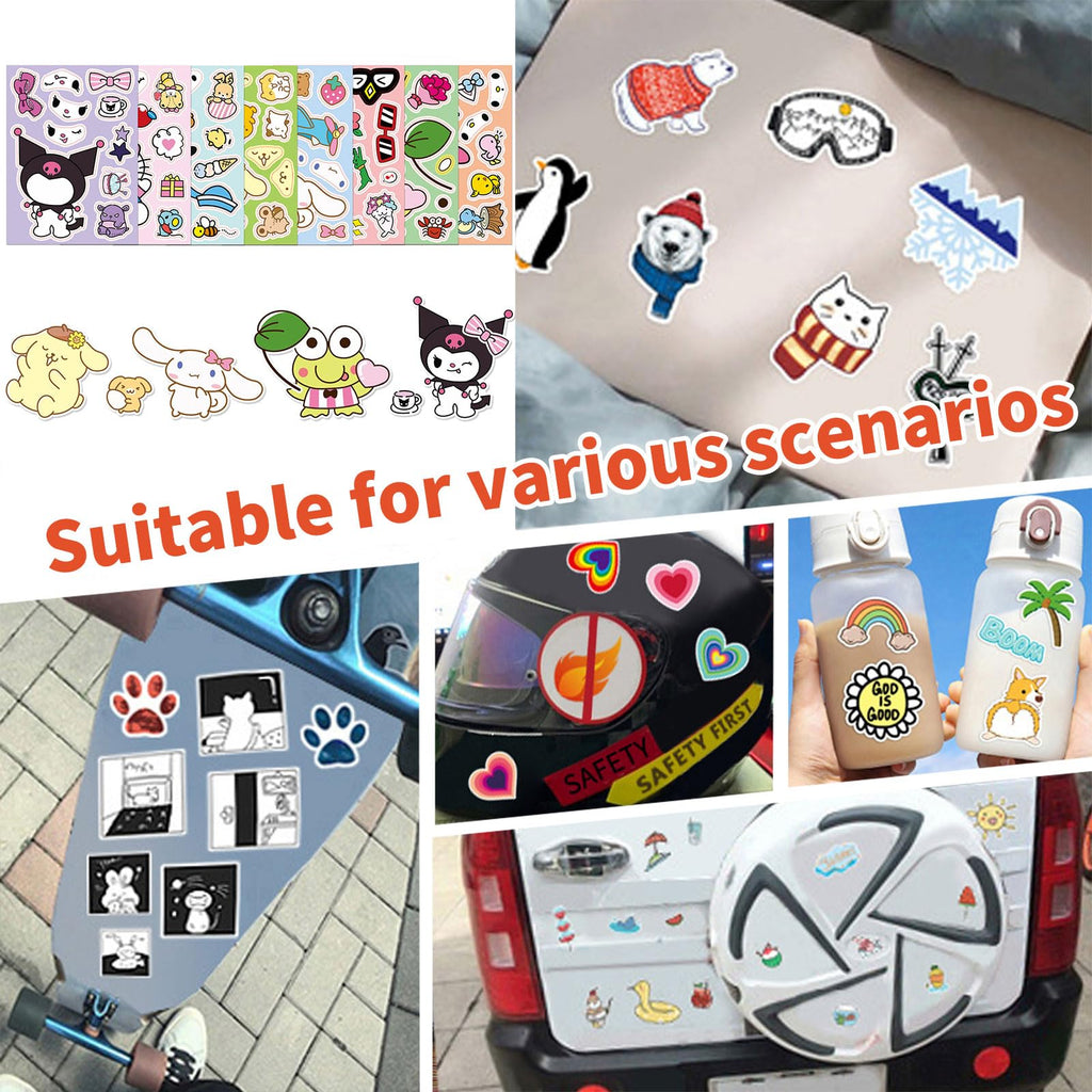 Winawing 24 Cute Cartoon Stickers - 8 Anime Designs, 4.9x6.7 inches, Waterproof Vinyl Stickers for Laptop, Water Bottle, Scrapbooking