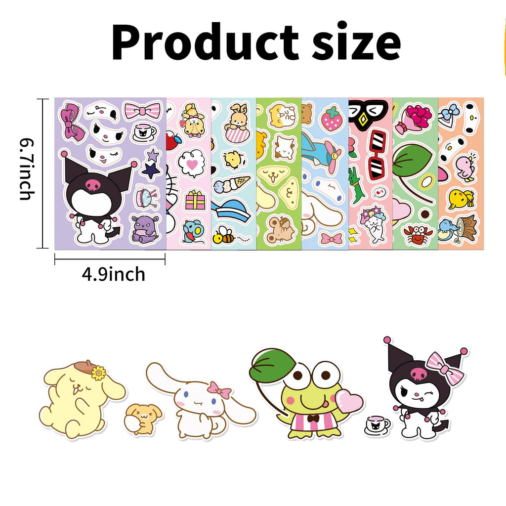 Winawing 24 Cute Cartoon Stickers - 8 Anime Designs, 4.9x6.7 inches, Waterproof Vinyl Stickers for Laptop, Water Bottle, Scrapbooking