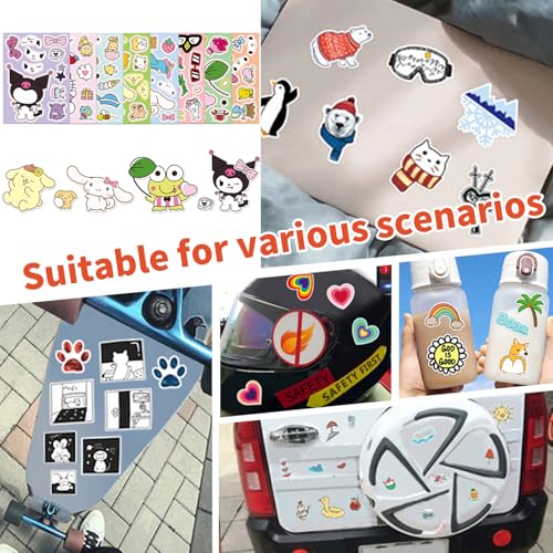 Winawing 24 Cute Cartoon Stickers - 8 Anime Designs, 4.9x6.7 inches, Waterproof Vinyl Stickers for Laptop, Water Bottle, Scrapbooking