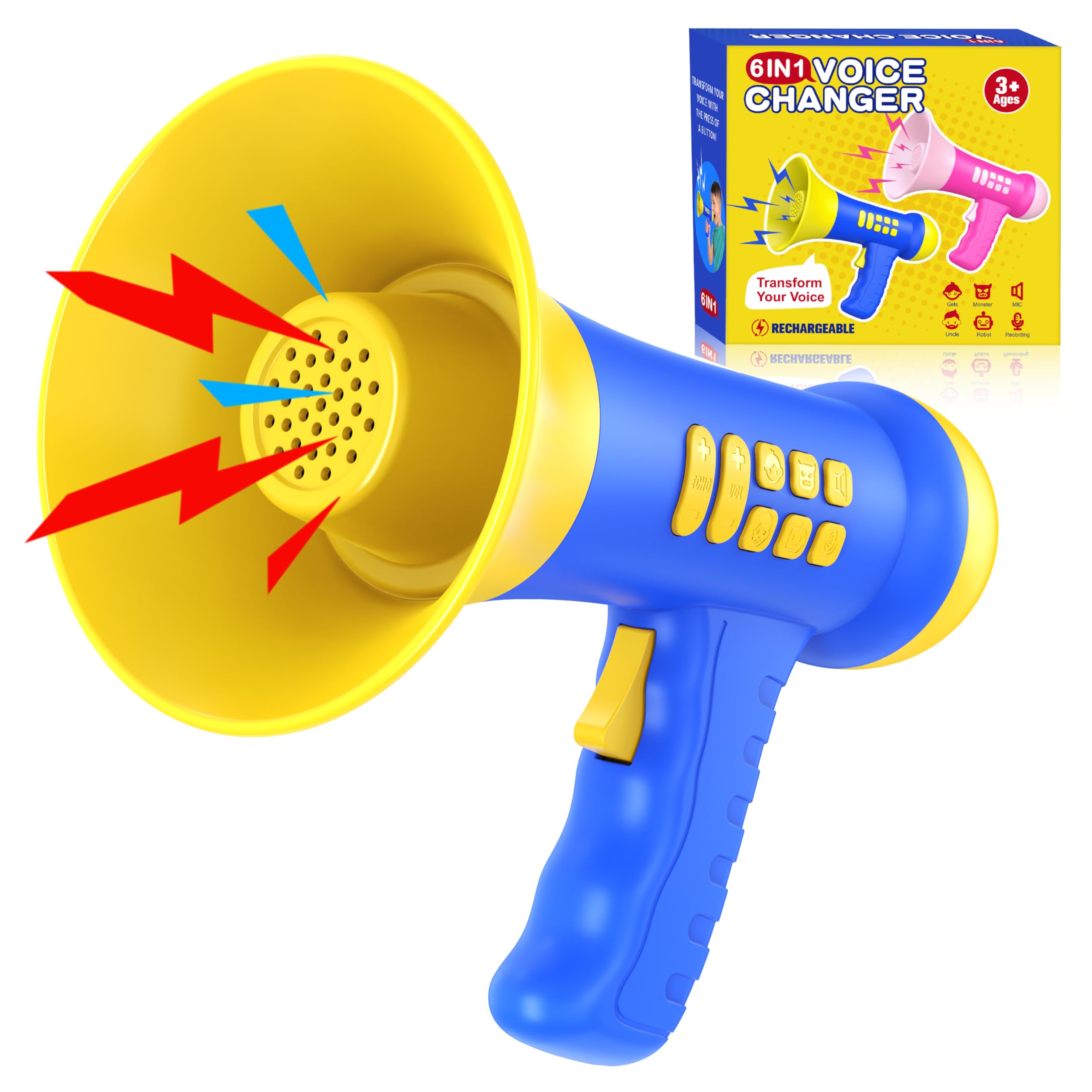 Windidi Rechargeable Voice Changer for Kids - Mini Megaphone with 4 Funny Sound Effects, Echo & Recording
