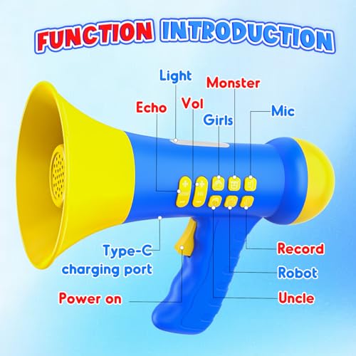 Windidi Rechargeable Voice Changer for Kids - Mini Megaphone with 4 Funny Sound Effects, Echo & Recording