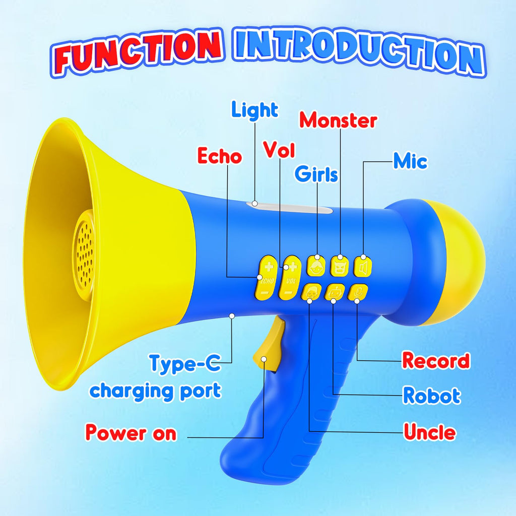 Windidi Rechargeable Voice Changer for Kids - Mini Megaphone with 4 Funny Sound Effects, Echo & Recording