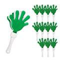 Windy City Novelties 12-Pack 7-Inch Mini Hand Clappers - Green/White Plastic Noisemakers for Sports Events and Pep Rallies