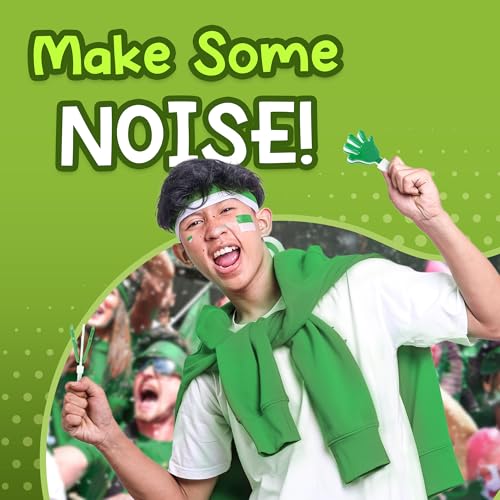 Windy City Novelties 12-Pack 7-Inch Mini Hand Clappers - Green/White Plastic Noisemakers for Sports Events and Pep Rallies