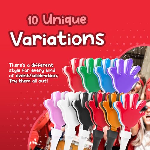 Windy City Novelties 12-Pack Mini Hand Clappers – 7-Inch Plastic Noisemakers, Red/White/Blue