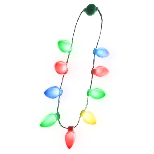 Windy City Novelties 4 Pack LED Christmas Bulb Necklace – 6 Light Modes, Battery Included, Reusable Holiday Accessory