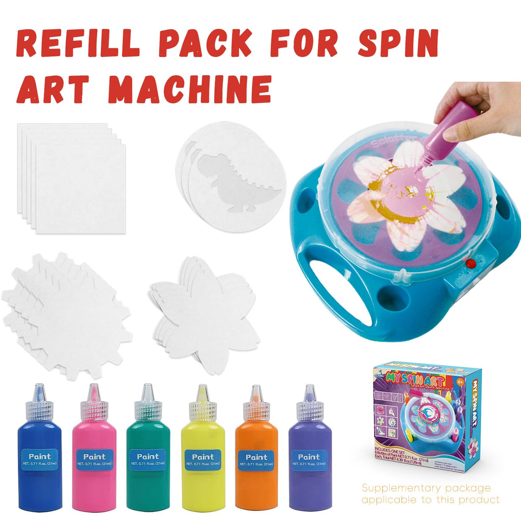 Wings Giant Spin Art Machine Refill Pack: 5 Shapes of Cards & 6 Paint Bottles