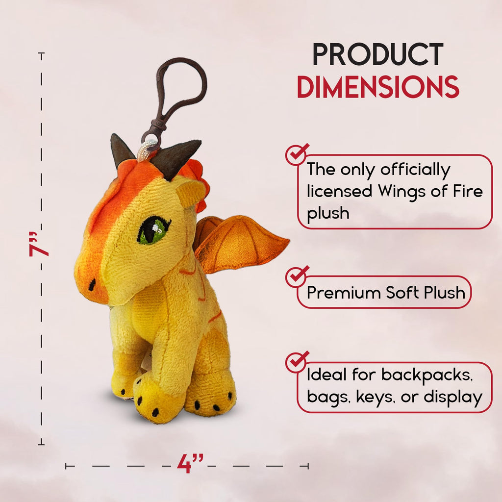 Wings of Fire Dragon Plush Danglers - Sunny & Mystery Dragon Combo Box - Soft Stuffed Animal Toy with Clip