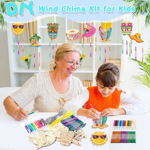 WinnerWhy 16-Pack DIY Summer Wind Chime Kit - Craft Flamingos, Tiki, Surfboards