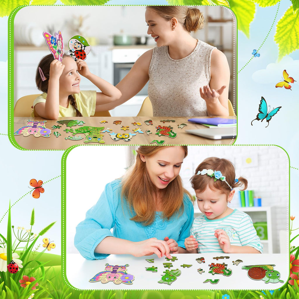 WinnerWhy 24 Pack Insect Puzzles for Kids – 12 Bug Designs, 8-Piece Jigsaw, Spring Theme Party Favors