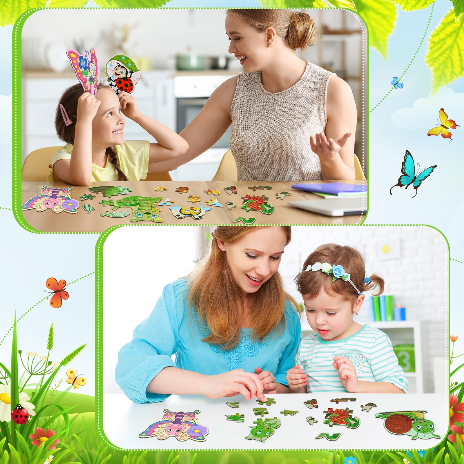 WinnerWhy 24 Pack Insect Puzzles for Kids – 12 Bug Designs, 8-Piece Jigsaw, Spring Theme Party Favors