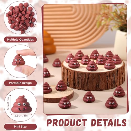 WinnerWhy 25 Mini Poop Figures – Realistic Brown Rubber Poop Prank Toys for Party Favors, Piñata Fillers, Gag Gifts