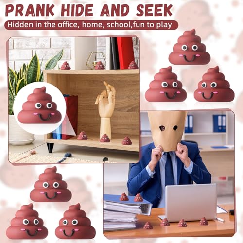 WinnerWhy 25 Mini Poop Figures – Realistic Brown Rubber Poop Prank Toys for Party Favors, Piñata Fillers, Gag Gifts
