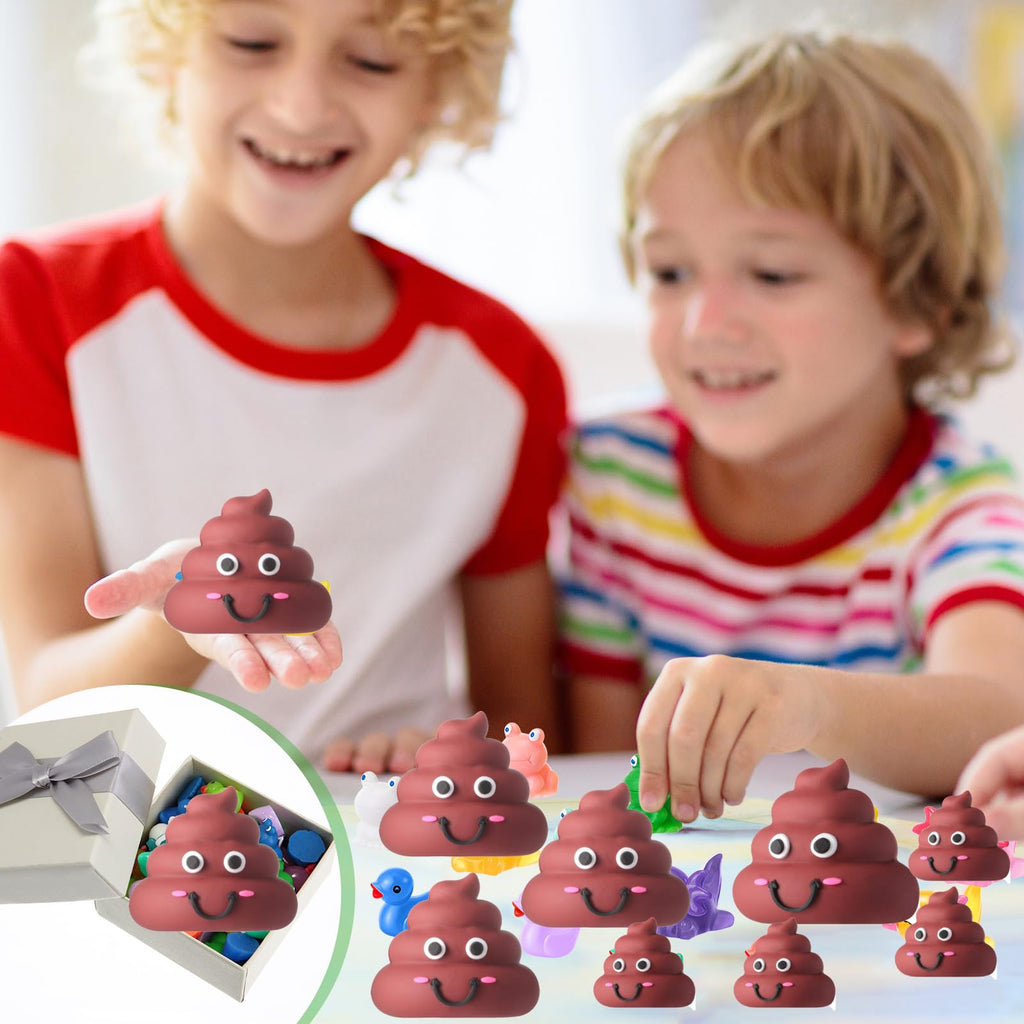 WinnerWhy 25 Mini Poop Figures – Realistic Brown Rubber Poop Prank Toys for Party Favors, Piñata Fillers, Gag Gifts