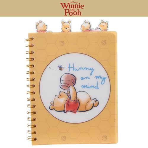 Winnie the Pooh Spiral Notebook Set with Gel Pens & Pencil Pouch - 96 Lined Pages, Tab Dividers, Yellow Vinyl Cover