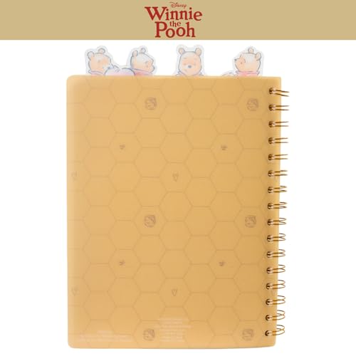 Winnie the Pooh Spiral Notebook Set with Gel Pens & Pencil Pouch - 96 Lined Pages, Tab Dividers, Yellow Vinyl Cover