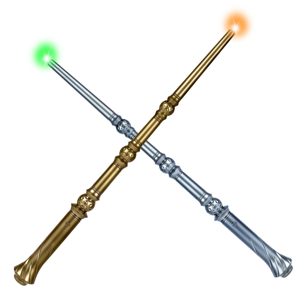 WinSence Light-Up Magic Wizard Wands 2-Pack – 15.2-Inch Illuminating Wands with Sounds & 4 Colors for Kids Cosplay