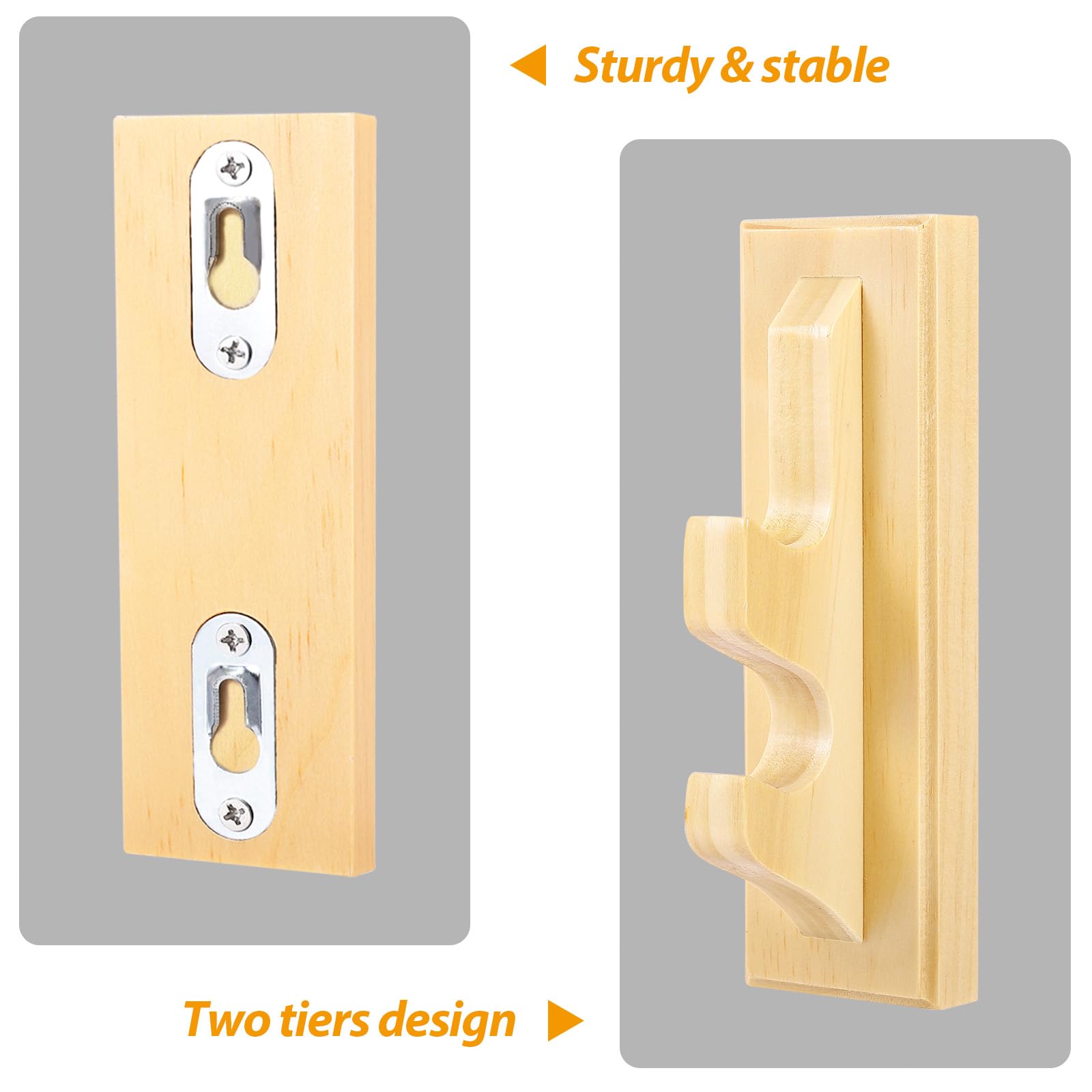WinSence Wall Mount Wizard Wand Display - 2 Tier Natural Wood Holder
