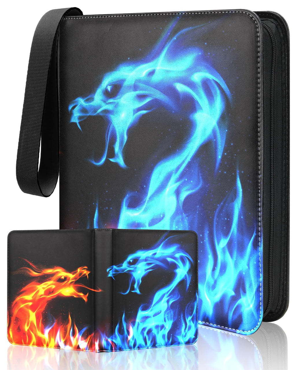 Winsing 400-Pocket Card Binder with 50 Removable Sheets – Yellow Blue Dragon Design for MTG, YuGiOh, Baseball Cards