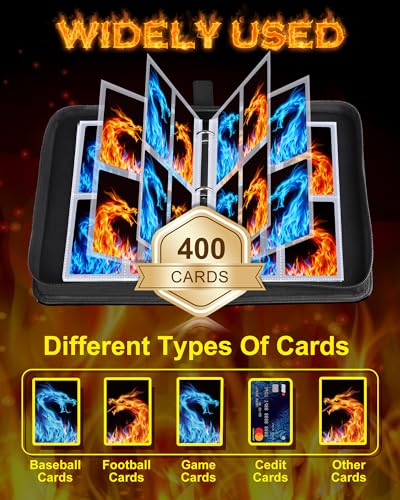 Winsing 400-Pocket Card Binder with 50 Removable Sheets – Yellow Blue Dragon Design for MTG, YuGiOh, Baseball Cards