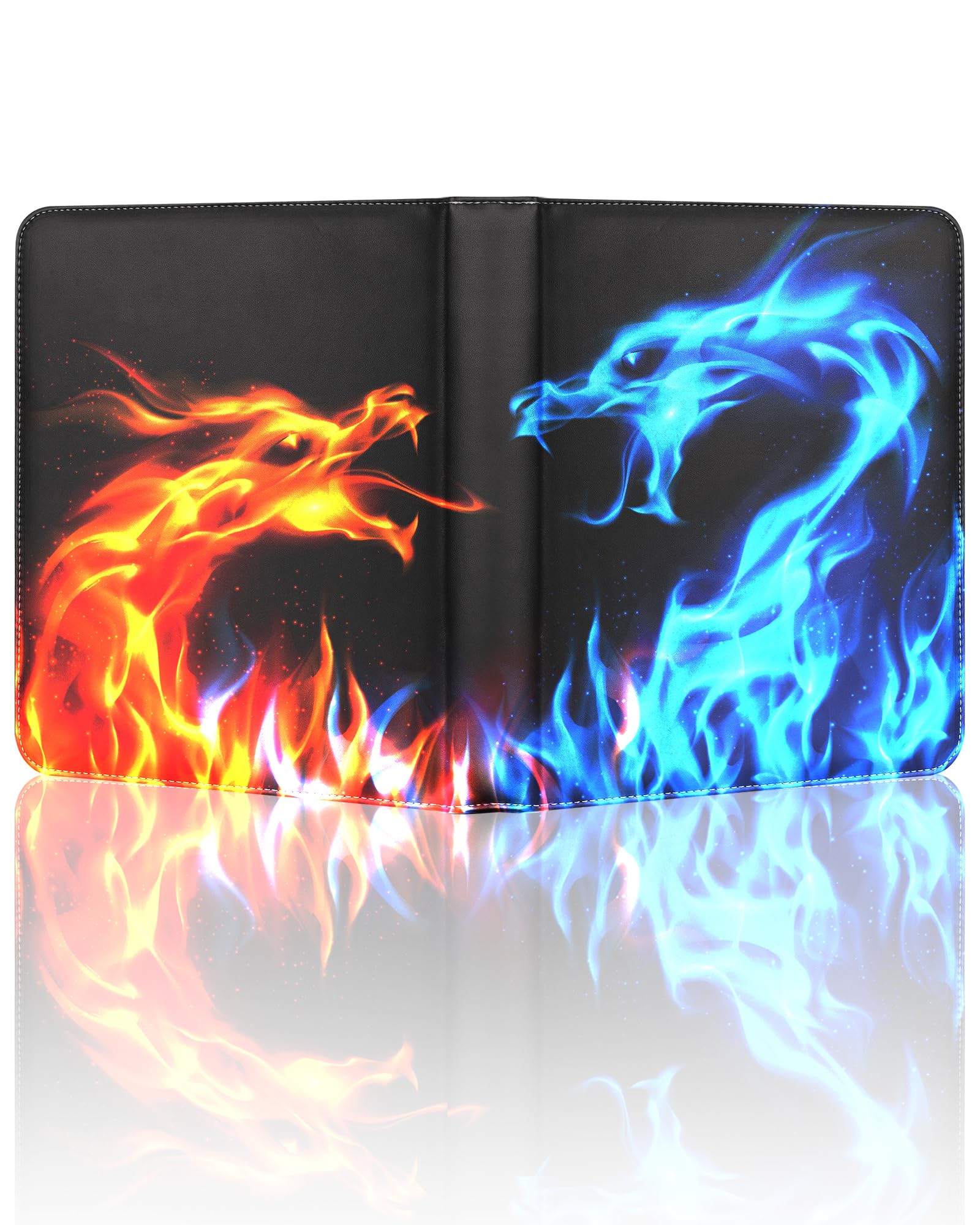 Winsing 400-Pocket Card Binder with 50 Removable Sheets – Yellow Blue Dragon Design for MTG, YuGiOh, Baseball Cards