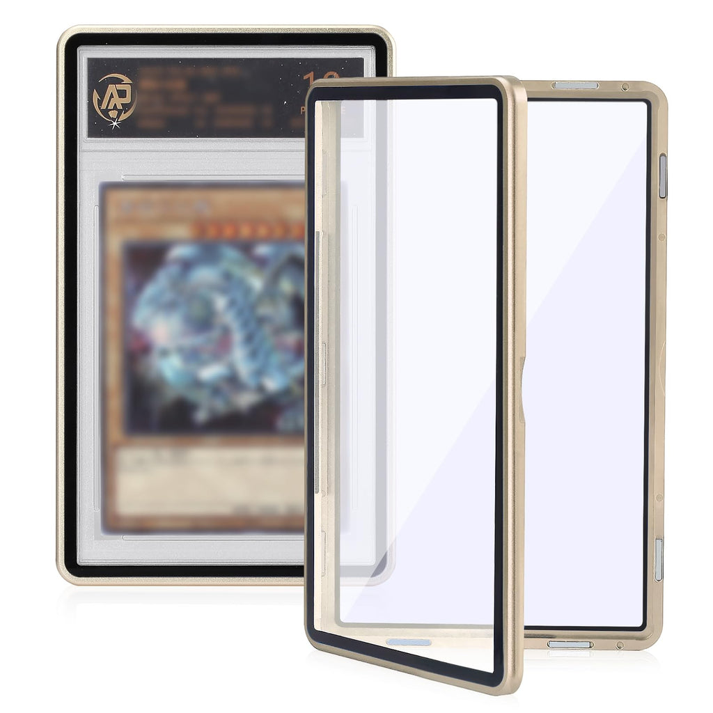 Wisvov Gold Aluminum Alloy Magnetic Graded Card Case – Drop-Tested 9-Point Lock Protector for 35PT PSA/CSG Slabs, UV Resistant Display & Long-Term Storage