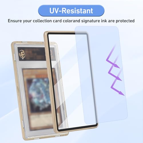 Wisvov Gold Aluminum Alloy Magnetic Graded Card Case – Drop-Tested 9-Point Lock Protector for 35PT PSA/CSG Slabs, UV Resistant Display & Long-Term Storage