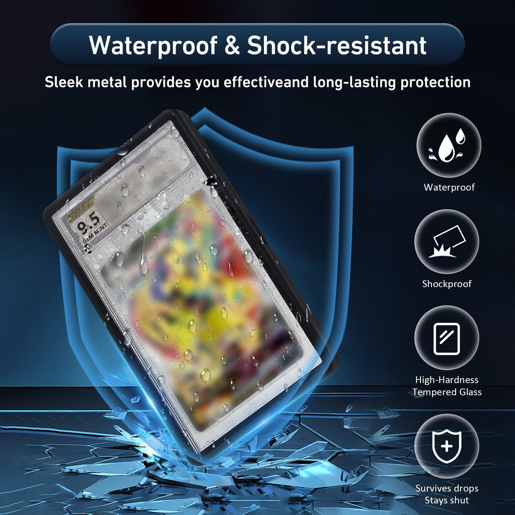 Wisvov Gold Aluminum Alloy Magnetic Graded Card Case – Drop-Tested 9-Point Lock Protector for 35PT PSA/CSG Slabs, UV Resistant Display & Long-Term Storage