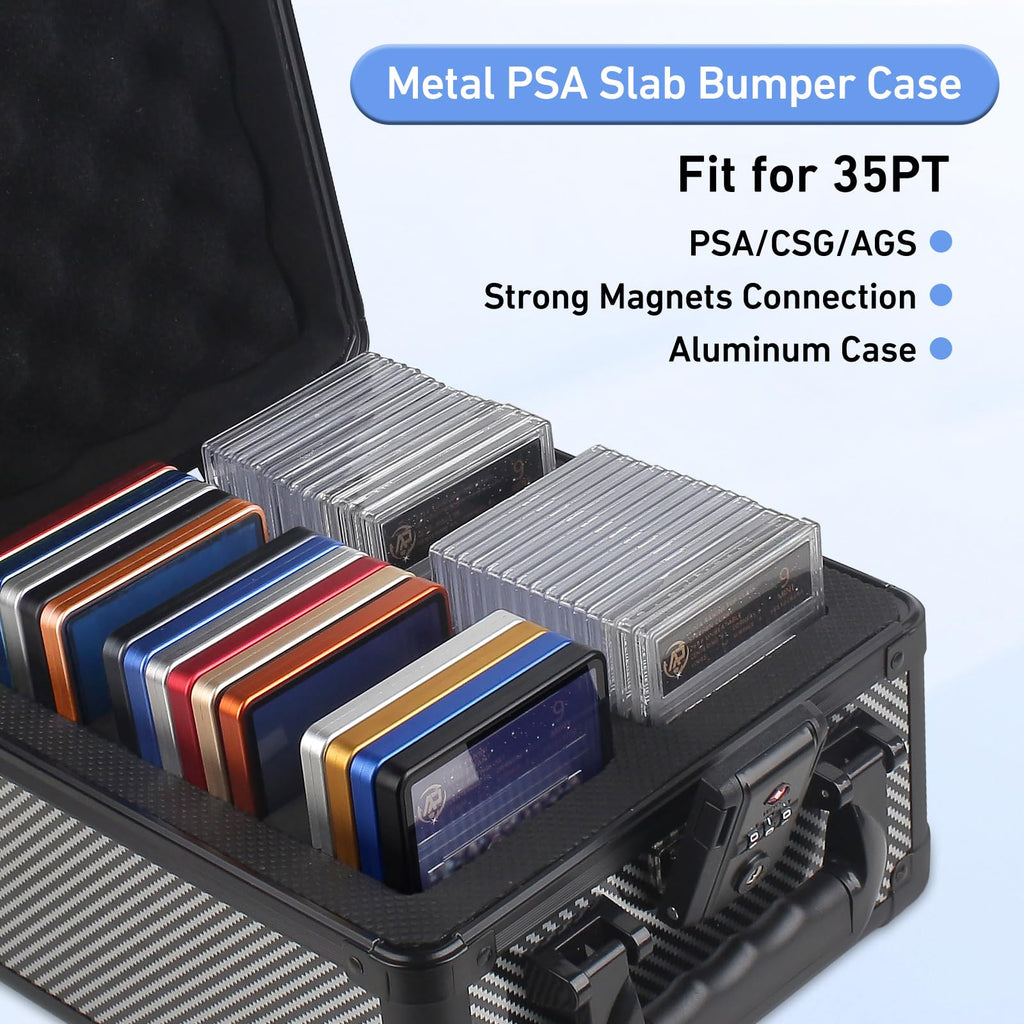Wisvov Gold Aluminum Alloy Magnetic Graded Card Case – Drop-Tested 9-Point Lock Protector for 35PT PSA/CSG Slabs, UV Resistant Display & Long-Term Storage